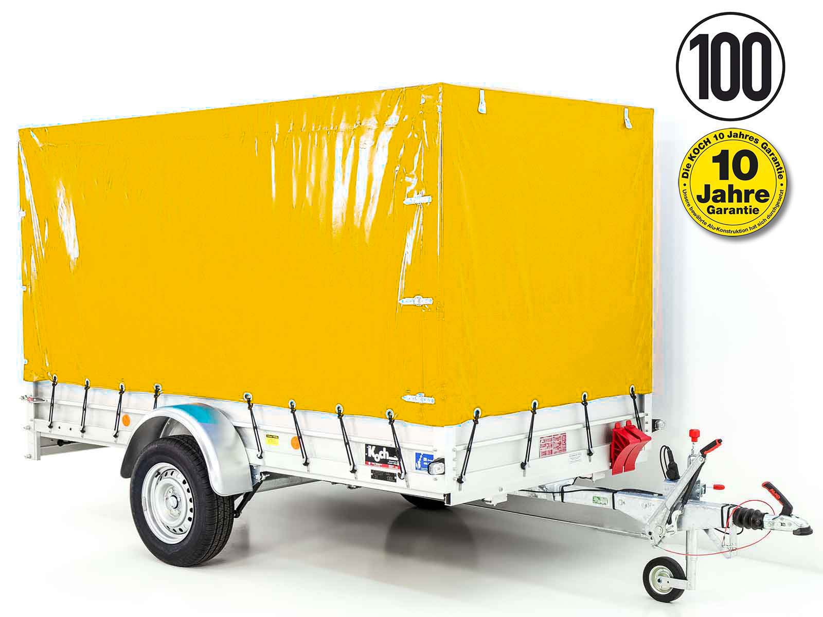 14mitplane-3-1.jpg Anhänger mit Plane 150x300cm 1300kg | Typ 7.13 | Hochplane 160cm – Gelb - Neu – Image 1