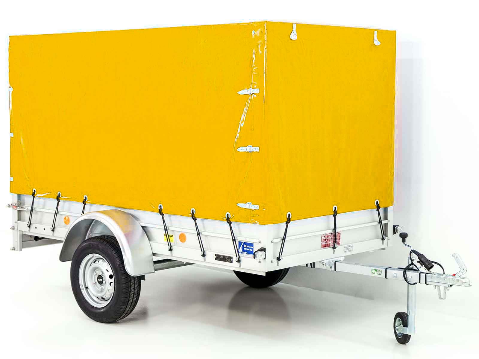 Anhänger mit Plane 125x250cm 750kg | Typ U4 | Hochplane 140 cm Profi | Gelb - Neu