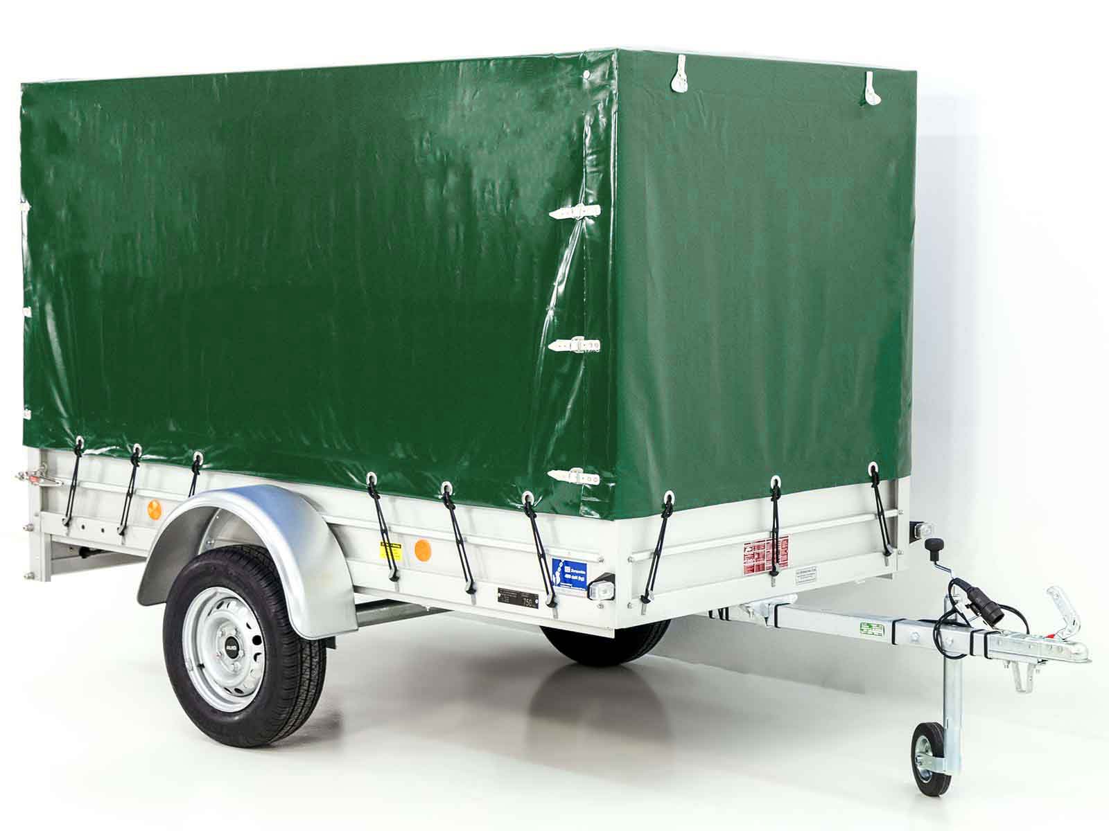 Anhänger mit Plane 125x250cm 750kg | Typ U4 | Hochplane 140 cm Profi | Grün - Neu