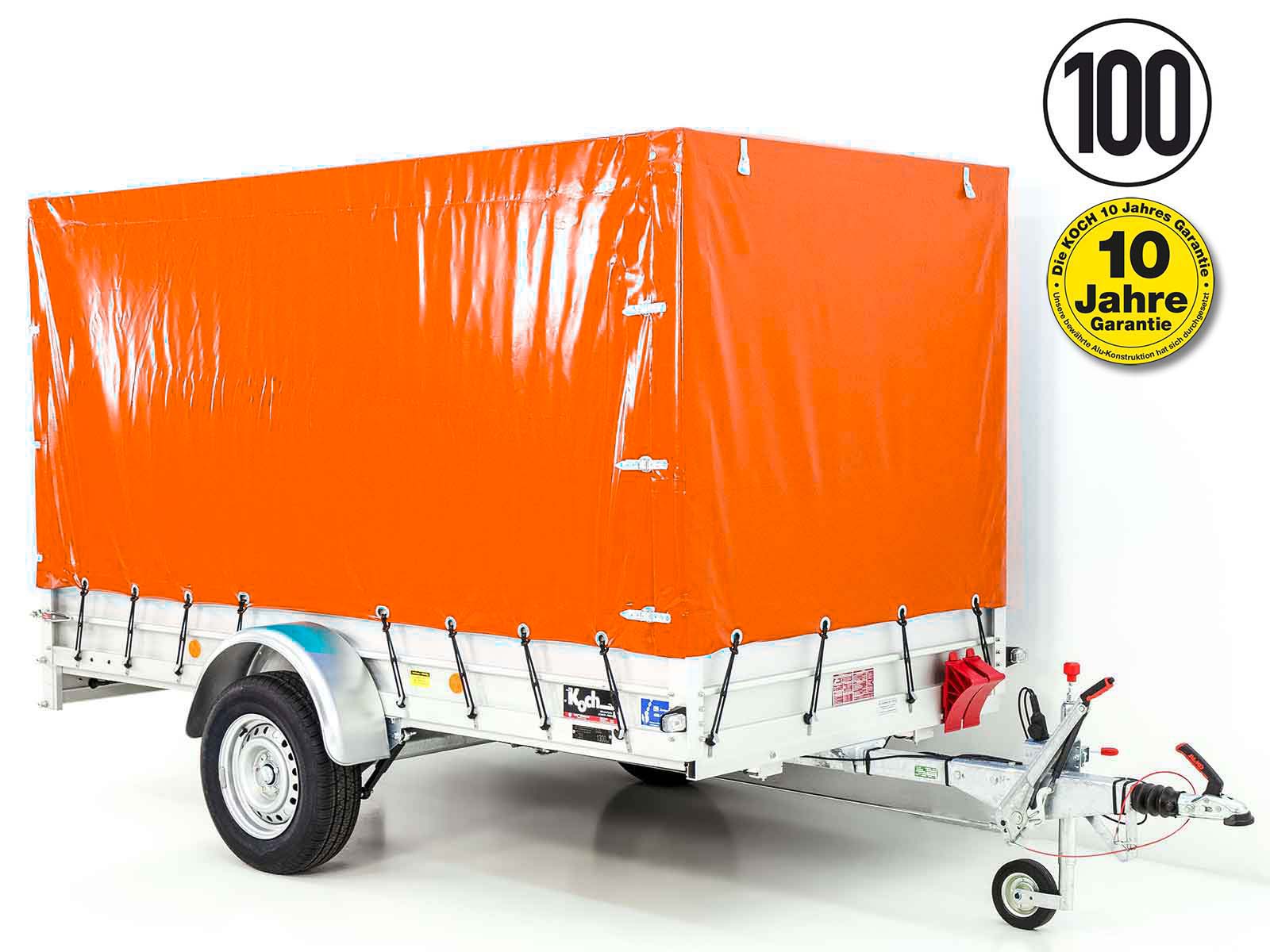 Anhänger mit Plane 150x300cm 1300kg | Typ 7.13 | Hochplane 160cm – Orange-Neu