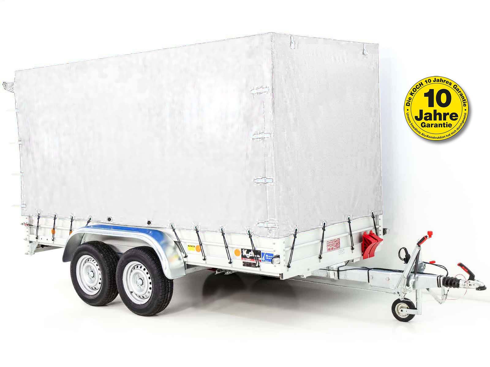 8mitplane-9-2.jpg Anhänger mit Plane 150x350cm 2600kg | Typ 8.26 | Hochplane 180cm – Weiß-Neu – Image 1